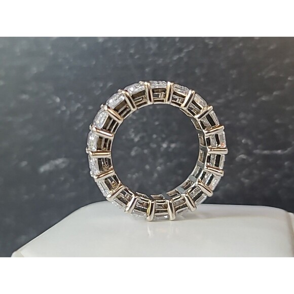 925 Sterling Silver Cubic Zirconia Eternity Band Ring, Size US 8.25, Vintage - Picture 7 of 10